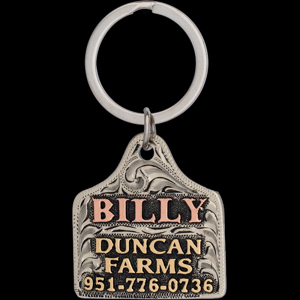 The Billy Custom Dog Tag! Crafted from a durable  German silver base, featuring a striking combination of copper and jewelers bronze letters. Order now!